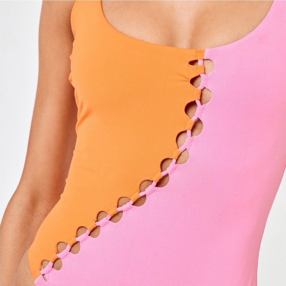 l*space Pink and Orange One-Piece Swimsuit - Picture 3 of 6